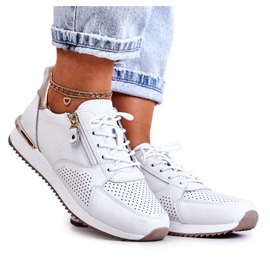 Vinceza Sneakers Sportive da Donna in Pelle Scarpe Bianche Horessa bianco d'oro