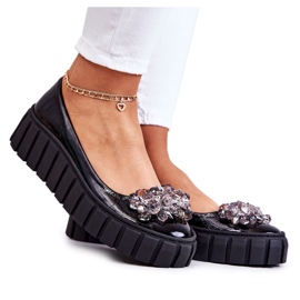 PA2 Ballerine In Pelle Sulla Piattaforma Con Ornamento Ladette Nero