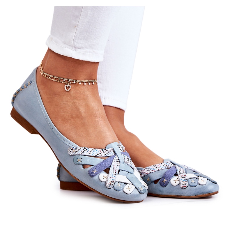 Ballerine da donna in pelle Maciejka 01358-34 Azzurro blu
