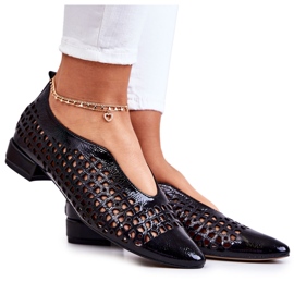 PA2 Eleganti scarpe traforate in pelle laccata Ismena Black nero
