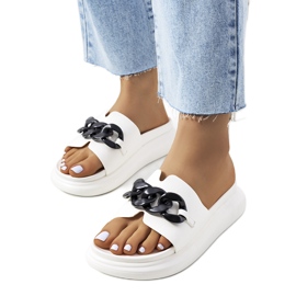 Ciabatte bianche con catena Levy bianco