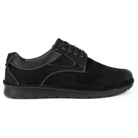 Kampol Scarpa casual da uomo in pelle 13/3 nera nabuk nero