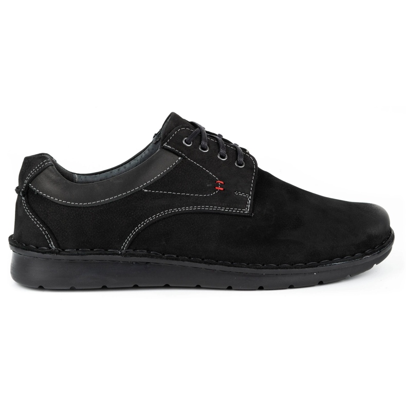 Kampol Scarpa casual da uomo in pelle 13/3 nera nabuk nero