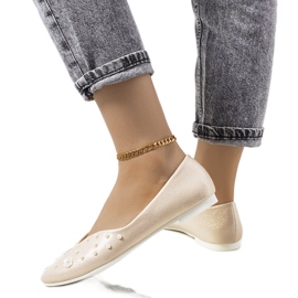 Ballerine dorate con cut-out in seta d'oro