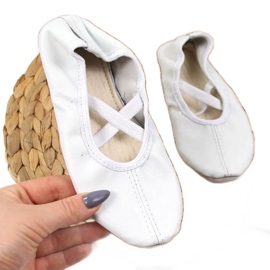 Ballerine in pelle su elastici, Nazo bianche bianca