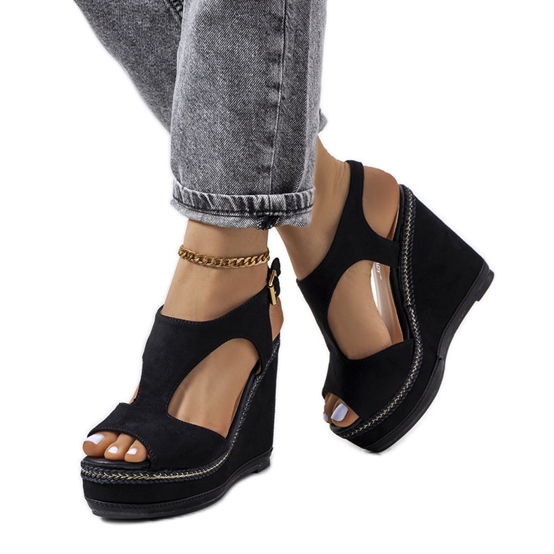 Sandali con zeppa Zerner neri nero
