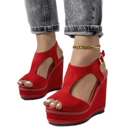 Sandali con zeppa Zerner rossi rosso