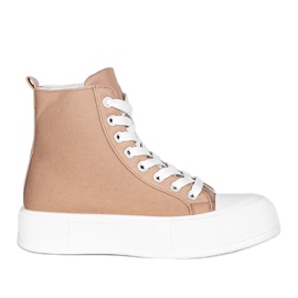 Sneakers marroni su suole alte Natasha beige