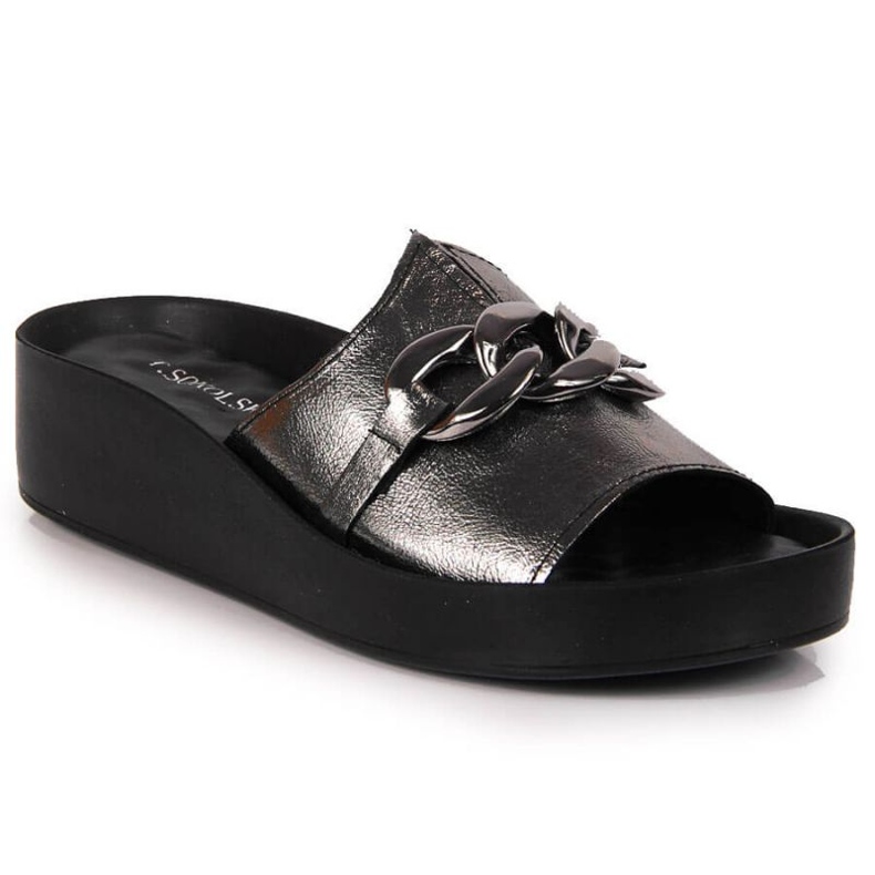 Ciabatte in pelle con catena T.Sokolski W SCA161 argento d'argento