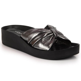 Ciabatte in pelle sulla zeppa T.Sokolski W SCA162B argento