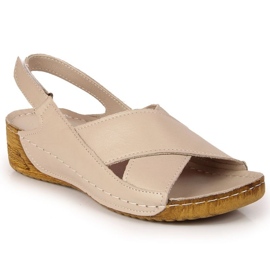 Sandali con zeppa in pelle T.Sokolski W SCA164B beige