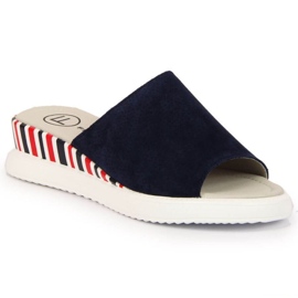 Ciabatte in pelle sulla zeppa Filippo W PAW359 blu navy