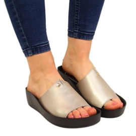 Ciabatte con plateau in pelle Filippo W PAW199B dorate d'oro