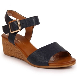 Sandali con zeppa Sergio Leone W SK376C blu navy