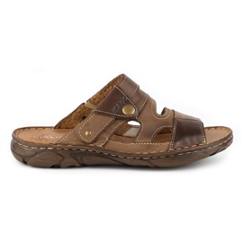 Olivier Ciabatte da uomo in pelle marrone 460MP beige