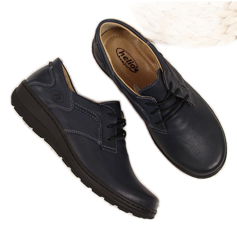 Comode scarpe da donna in pelle, blu navy Helios 715