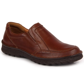 Scarpe da uomo in pelle marrone Łukbut 946