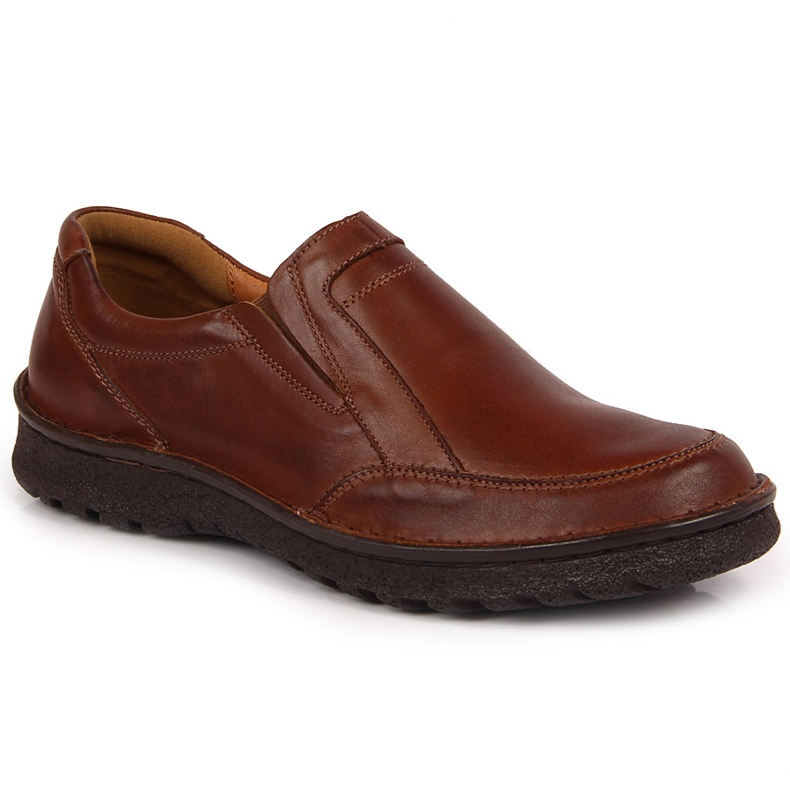 Scarpe da uomo in pelle marrone Łukbut 946