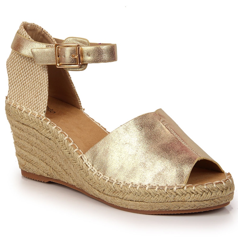 Sandali da donna espadrillas su zeppa oro eVento d'oro