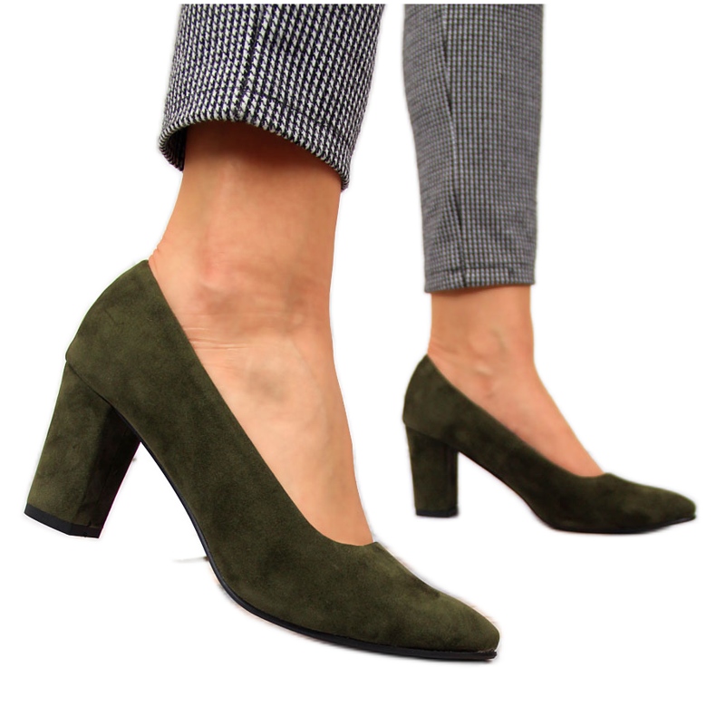 Décolleté sul post scamosciato oliva Monique verde