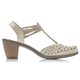 Sandali da donna in pelle, beige Rieker 40969-80