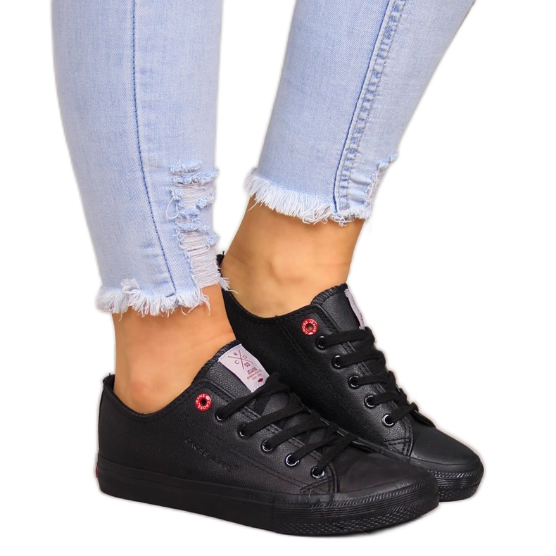 Sneakers basse Cross Jeans nere in ecopelle nero
