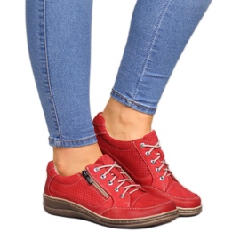 Scarpe da donna in pelle con cerniera rossa Helios 357 rosso