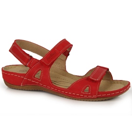 Sandali da donna in pelle rossa Helios 205 con velcro rosso