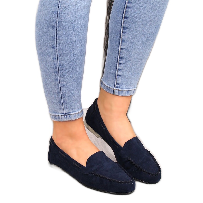 Mocassini da donna in camoscio blu navy Sergio Leone