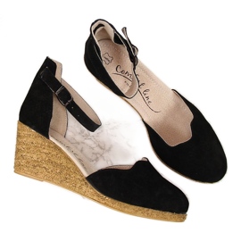 Sandali da donna in pelle su zeppa nera Filippo nero