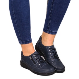 Scarpe da donna in pelle con cerniera blu navy Helios 357