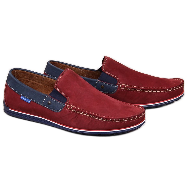 Mocassini da uomo in pelle bordeaux Gregor rosso