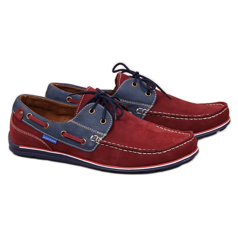 Mocassini casual da uomo in pelle bordeaux Gregor rosso