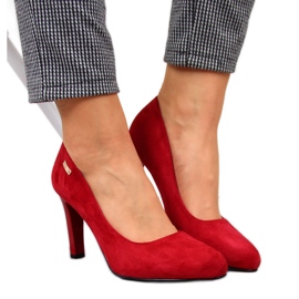 Décolleté su montante in suede rosso Sergio Leone