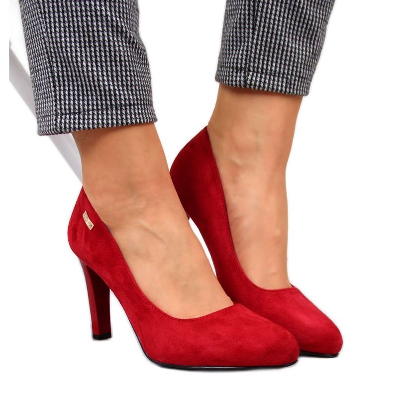 Décolleté su montante in suede rosso Sergio Leone