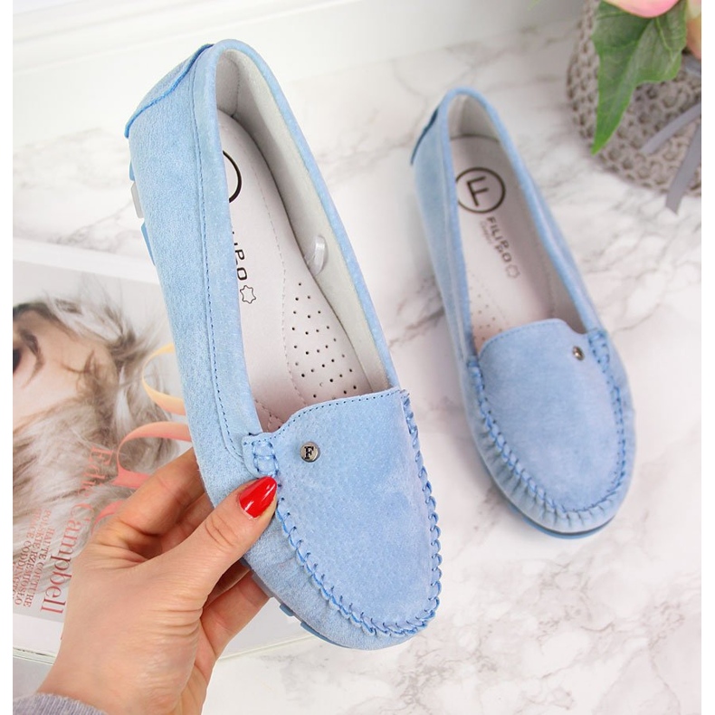 Mocassini da donna in pelle blu Filippo