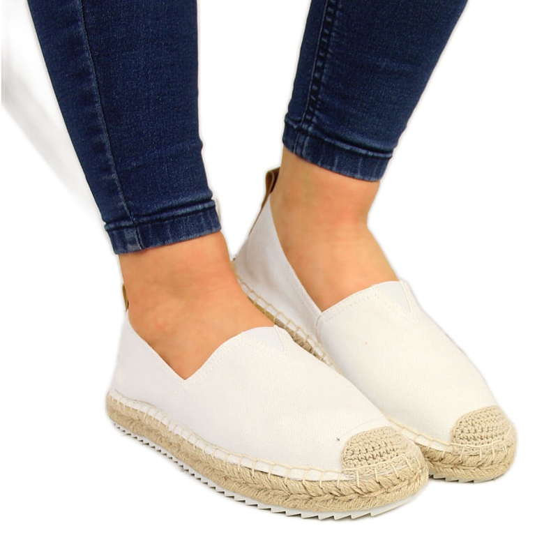 White Big Star HH274493 espadrillas da donna bianche in tessuto bianca
