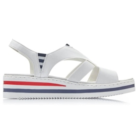 Sandali bianchi da donna su zeppa Rieker V02Y5 bianca