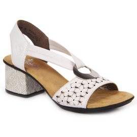 Sandali da donna in pelle con gomma bianca Rieker 64677 bianco