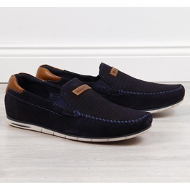 Mocassini da uomo in pelle blu navy Bugatti HH153084