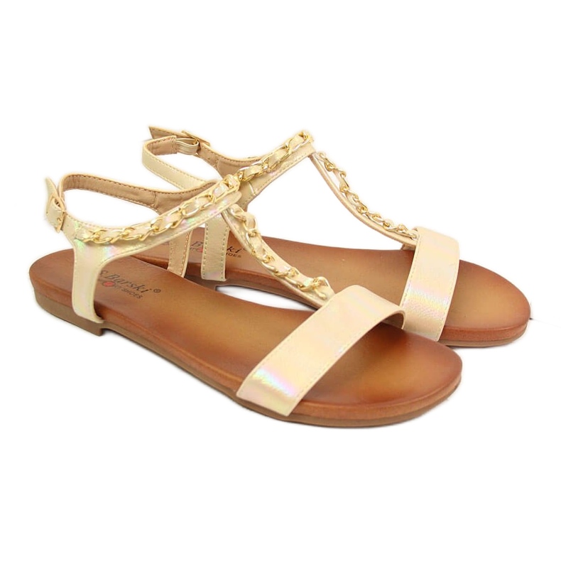 S.Barski Sandali da donna con catena holo beige S. Bararski