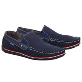 Mocassini da uomo in pelle scivolano su Gregor blu navy