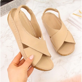 T.Sokolski Sandali slip-on da donna in pelle beige T. Sokolski