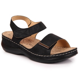 Sandali neri da donna con velcro nero eVento
