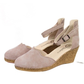 Sandali da donna in pelle con zeppa, Filippo rosa sporco