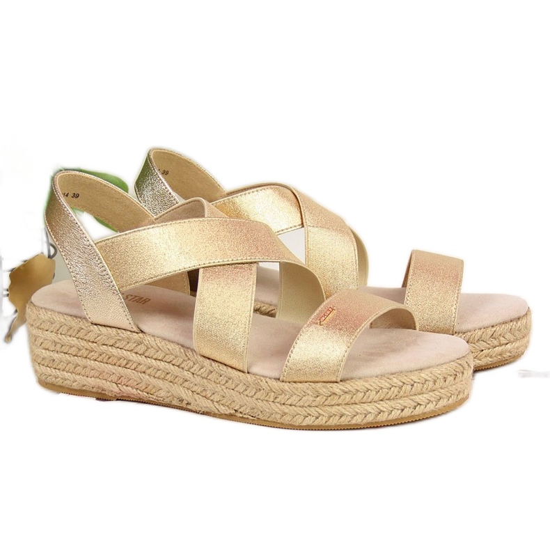 Sandali da donna espadrillas sulla piattaforma dorata Big Star HH274414 d'oro