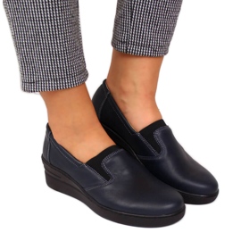 Comode scarpe da donna in pelle Helios 349 blu navy