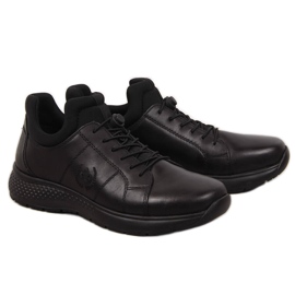 Scarpe casual da uomo in pelle nera Rieker B7694-00 nero