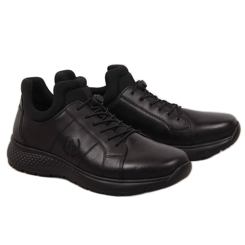 Scarpe casual da uomo in pelle nera Rieker B7694-00 nero