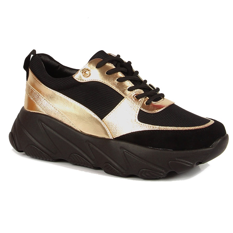 Scarpe sportive da donna sulla piattaforma Potocki nero d'oro